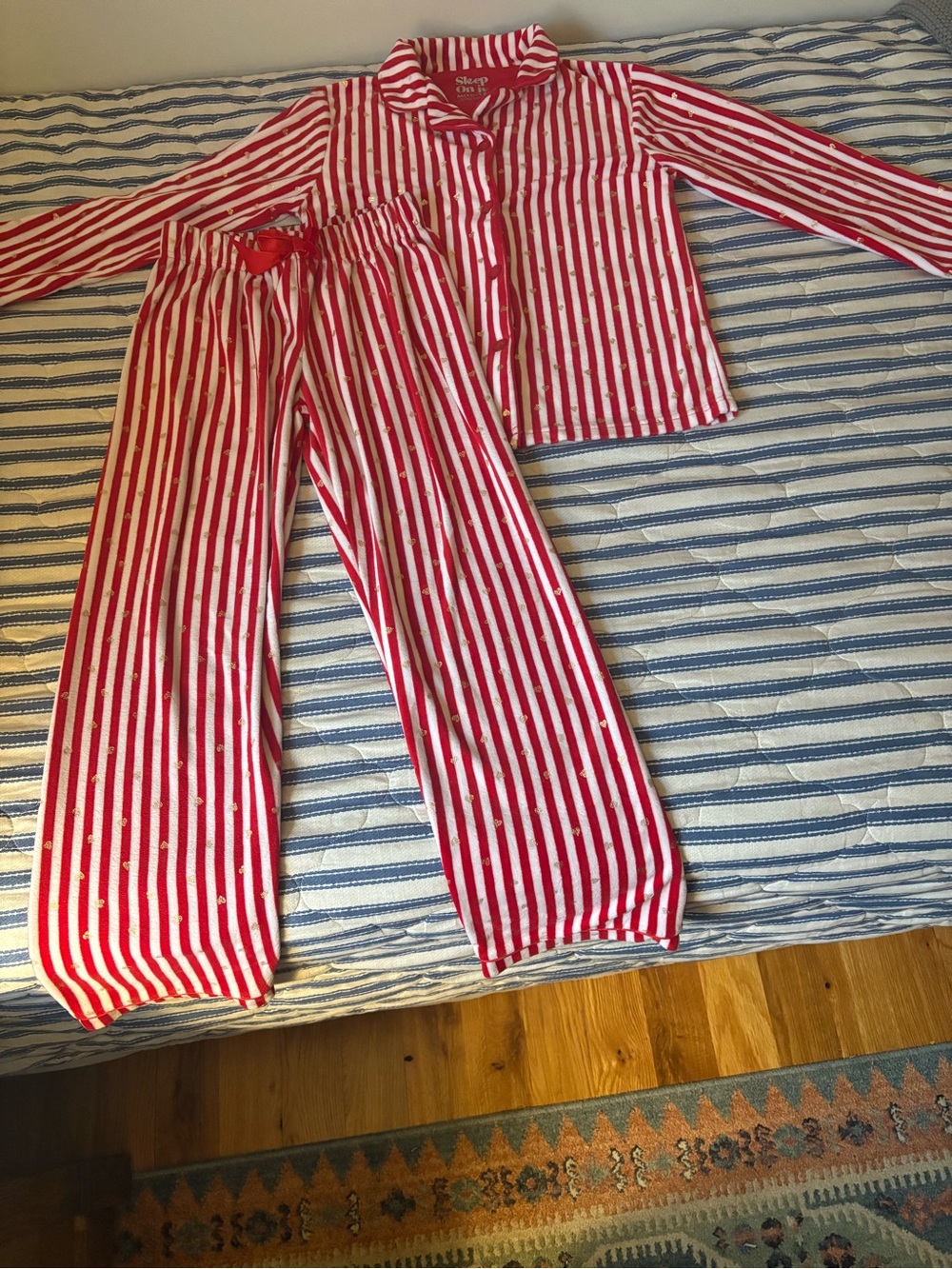 Sleep On It Red and White Striped Kids Pajama Set